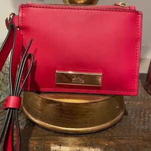 ZAC Zac Posen Chili Red Earthette wallet wristlet. Bow strap. 100% leather.